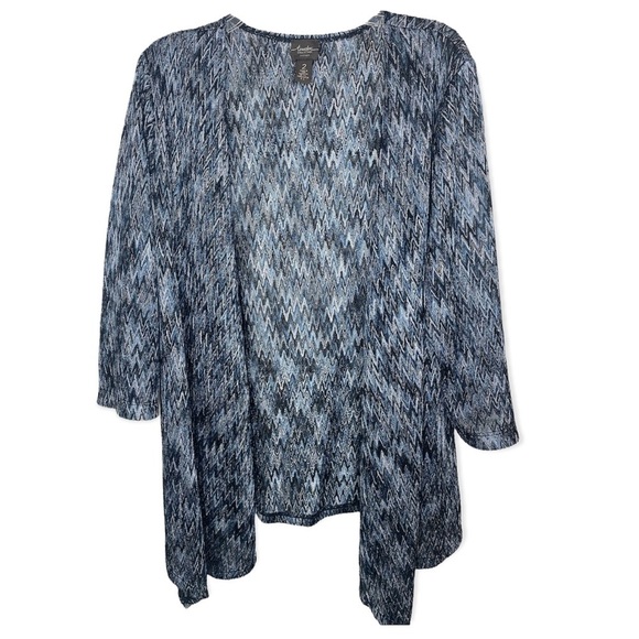 Chicos Open Front Blue Knit Sweater Size 2 Large Lightweight Lagenlook Boho - Picture 6 of 7